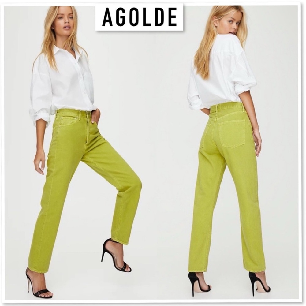 Agolde Vibrant Green High-Rise Jeans - 27